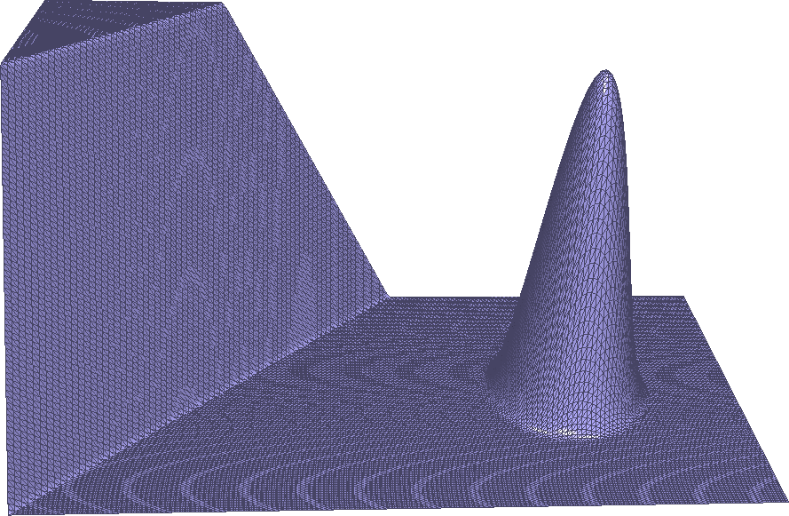 The target--shape for our 1--dimensional optimization--scenario including a wireframe--overlay of the vertices.